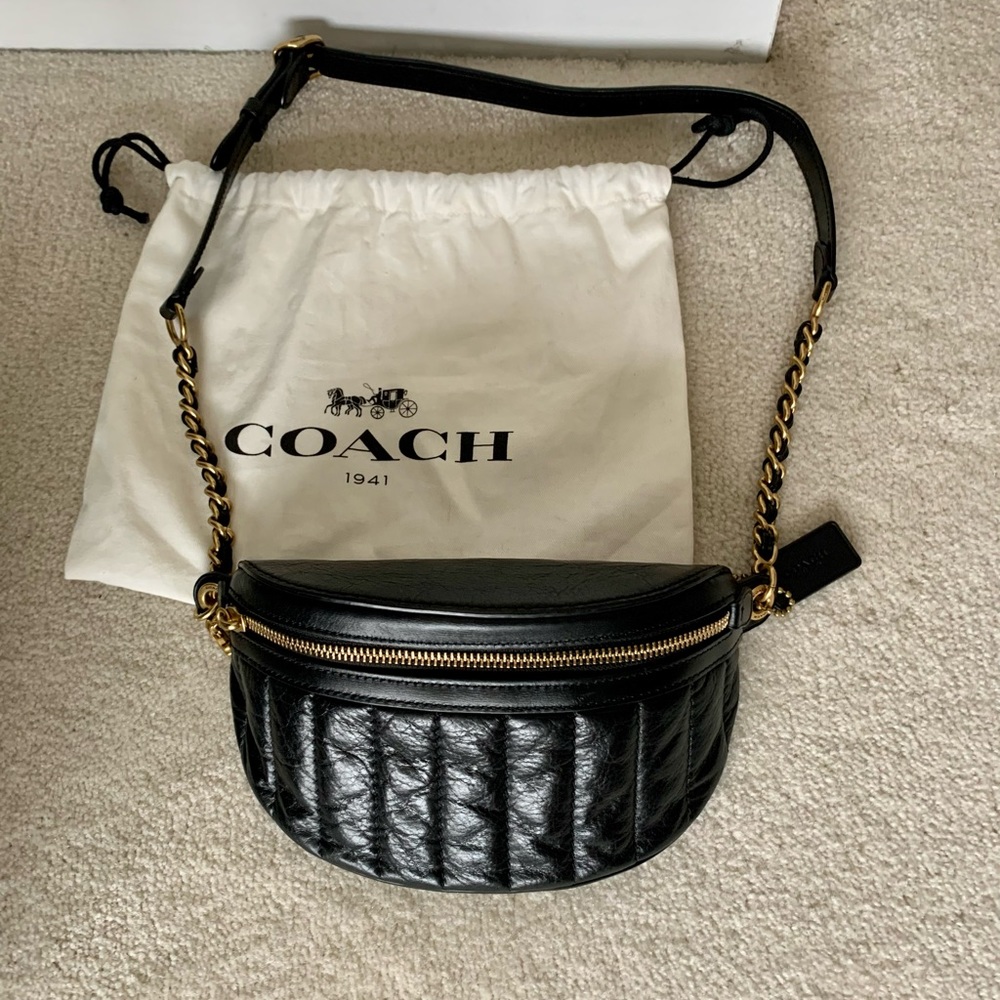 Coach Quilted Chain Waist/Crossbody/Belt Bag - Leather